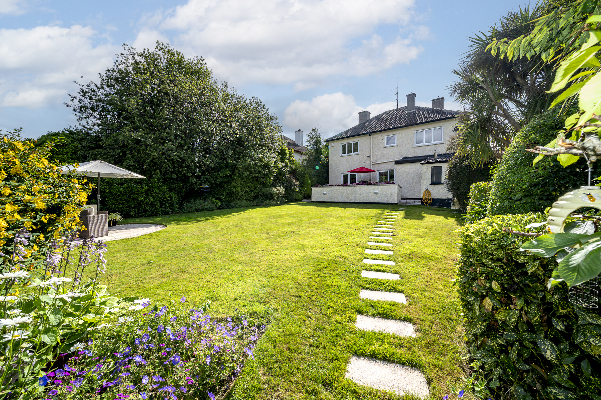 Well Maintained Back Garden of a Detached House in Sandyford Road, Dundrum in Dublin